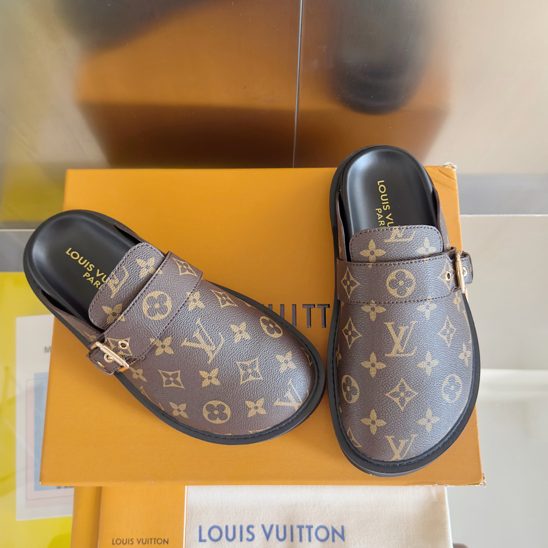 Louis Vuitton LV路易威登 L家 驴牌 Cosy Comfort系列 老花 包头拖鞋 凉拖鞋