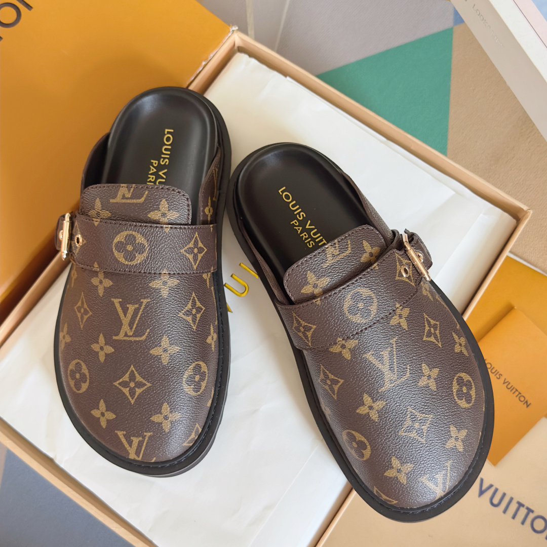 Louis Vuitton LV路易威登 L家 驴牌 Cosy Comfort系列 老花 包头拖鞋 凉拖鞋