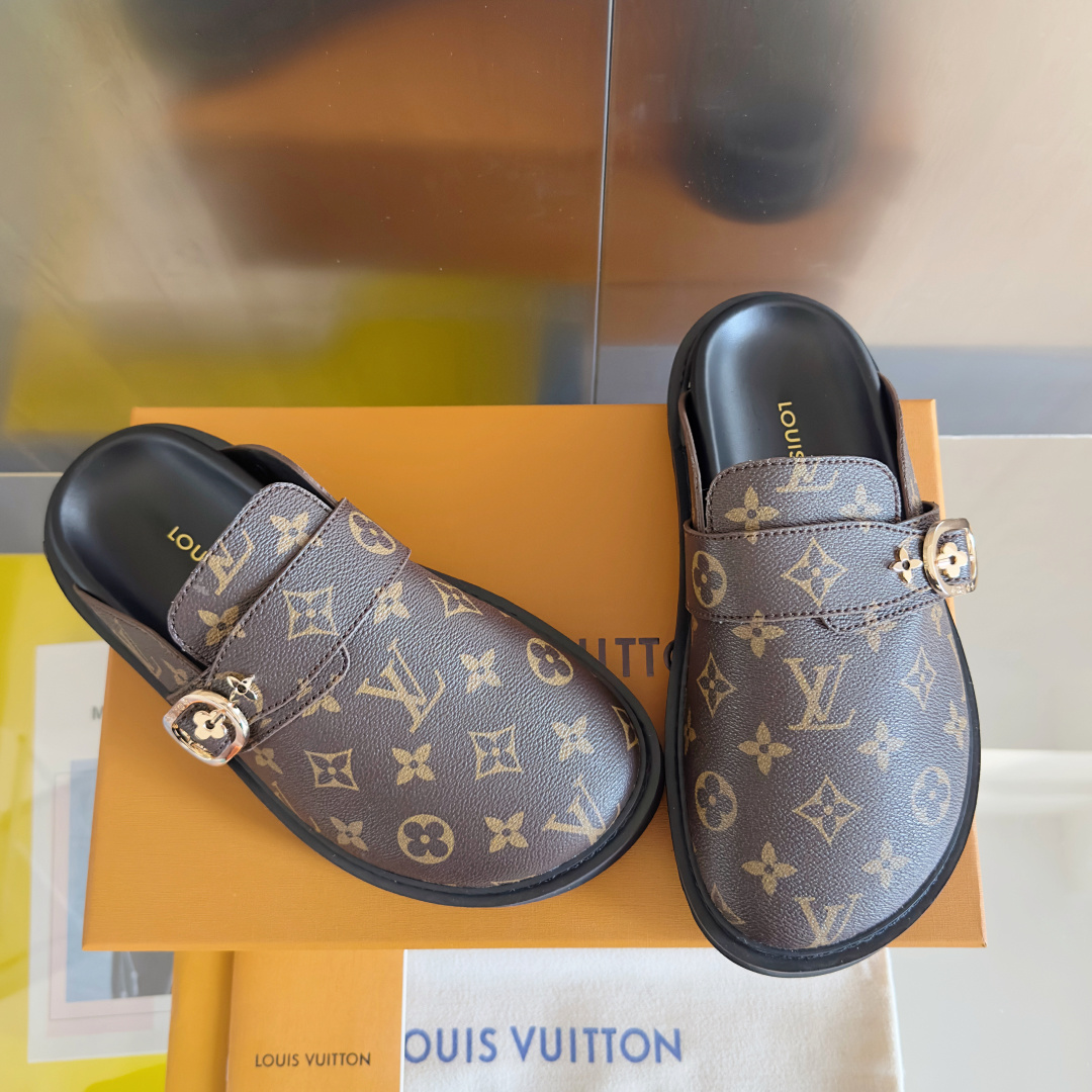 Louis Vuitton LV路易威登 L家 驴牌 Cosy Comfort系列 老花 包头拖鞋 凉拖鞋