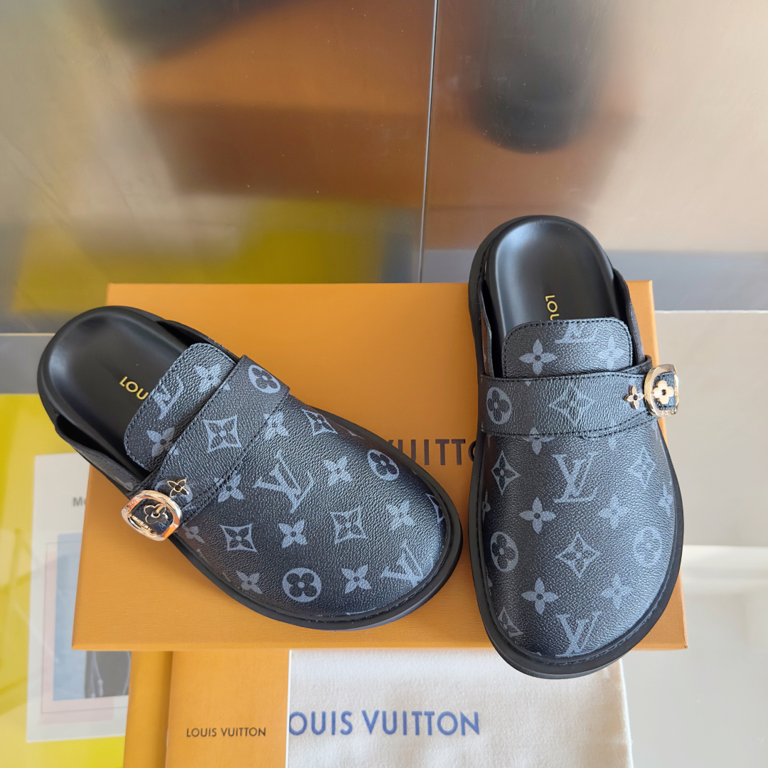 Louis Vuitton LV路易威登 L家 驴牌 Cosy Comfort系列 老花 包头拖鞋 凉拖鞋