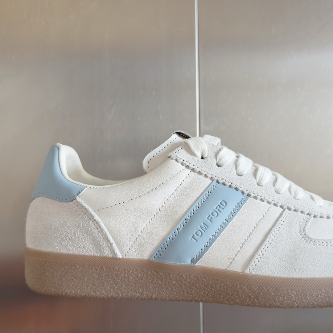 Tom Ford White and Light Blue Sneakers