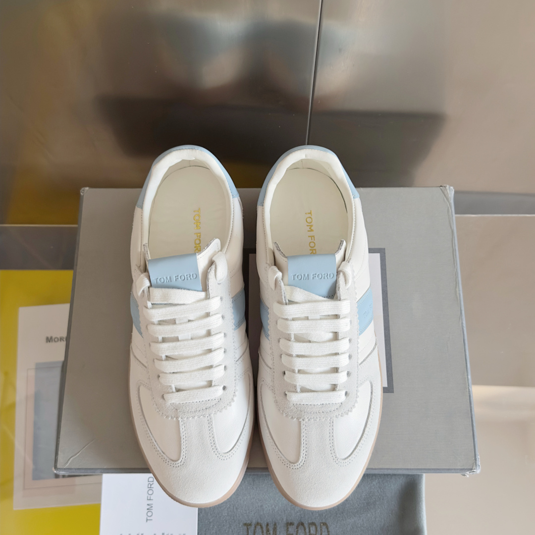 Tom Ford White and Light Blue Sneakers