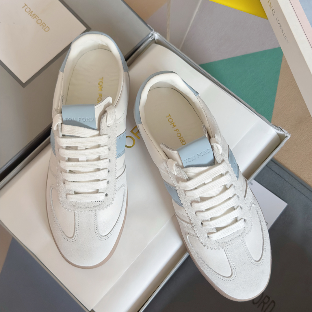 Tom Ford White and Light Blue Sneakers