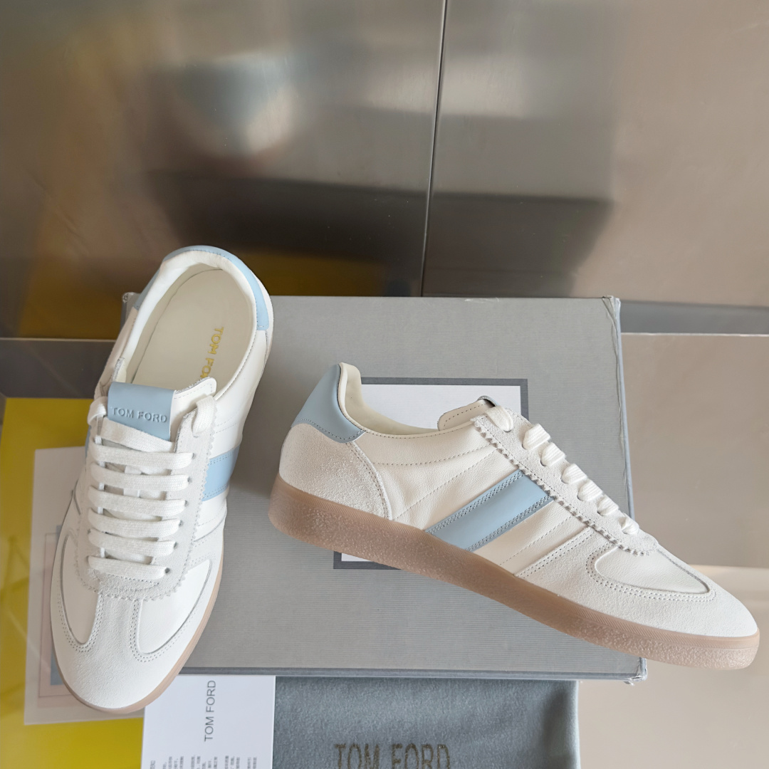 Tom Ford White and Light Blue Sneakers