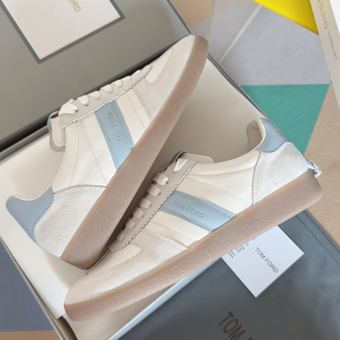Tom Ford White and Light Blue Sneakers