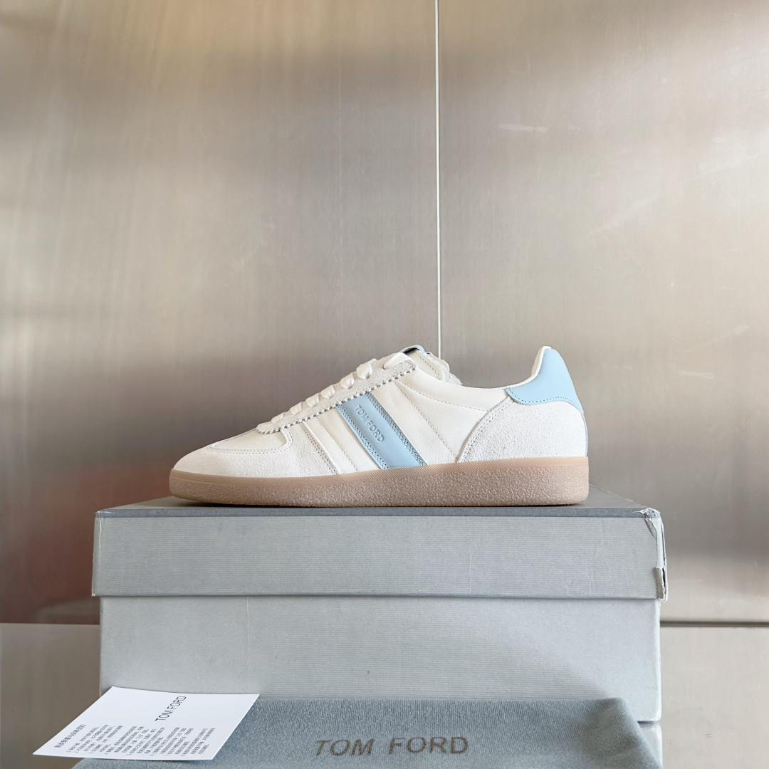 Tom Ford White and Light Blue Sneakers