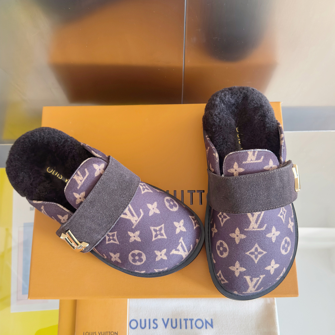 Louis Vuitton LV路易威登L家 驴牌 最新Easy系列 勃肯 包头 厚底 毛拖鞋 凉鞋