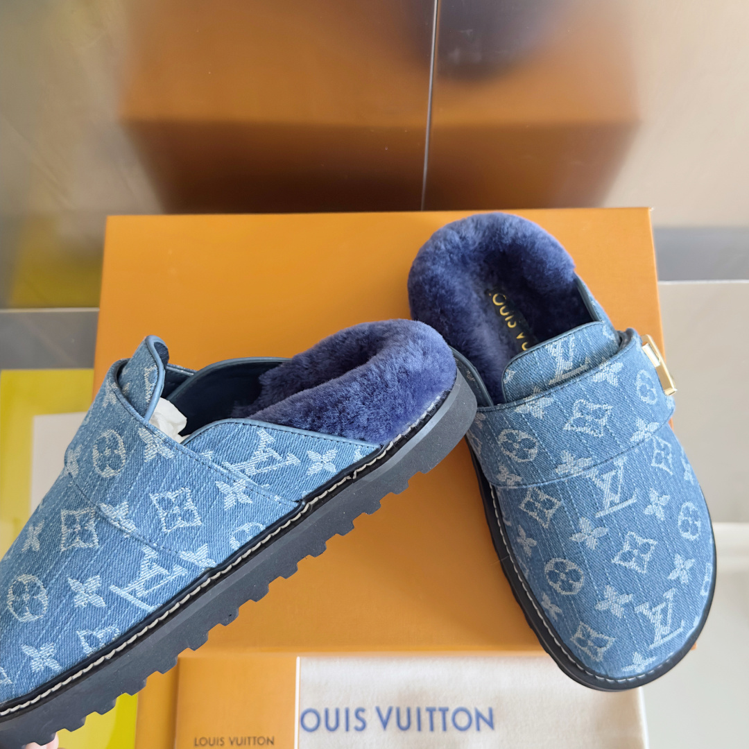 Louis Vuitton LV路易威登L家 驴牌 最新Easy系列 勃肯 包头 厚底 毛拖鞋 凉鞋