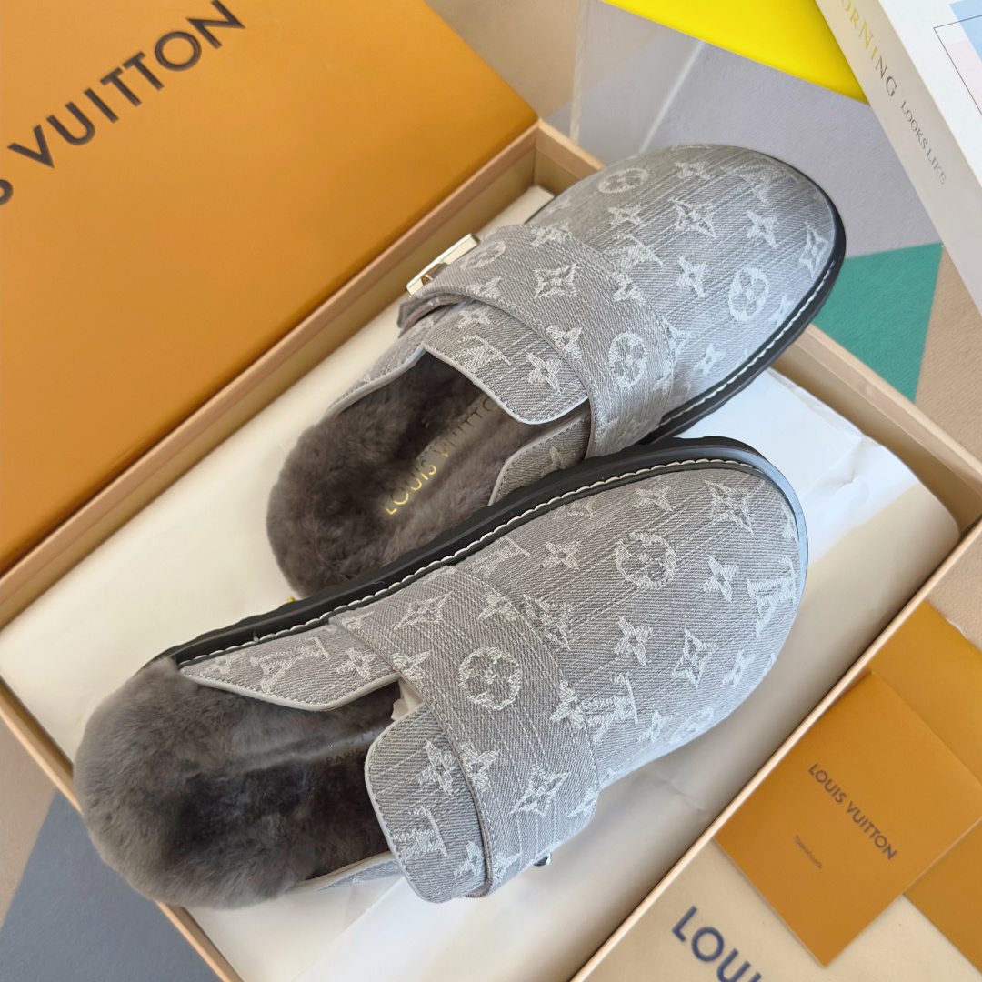 Louis Vuitton LV路易威登L家 驴牌 最新Easy系列 勃肯 包头 厚底 毛拖鞋 凉鞋