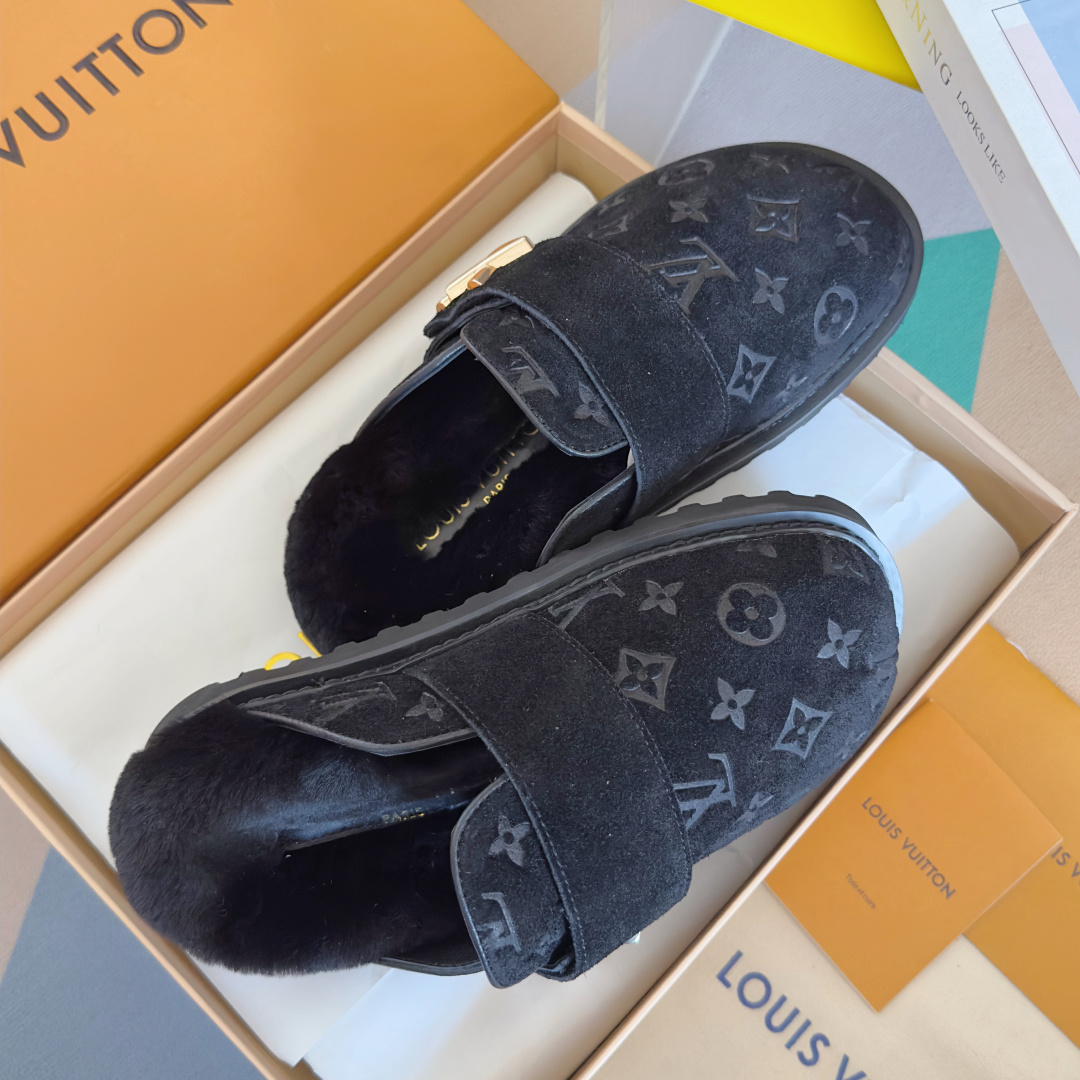 Louis Vuitton LV路易威登L家 驴牌 最新Easy系列 勃肯 包头 厚底 毛拖鞋 凉鞋
