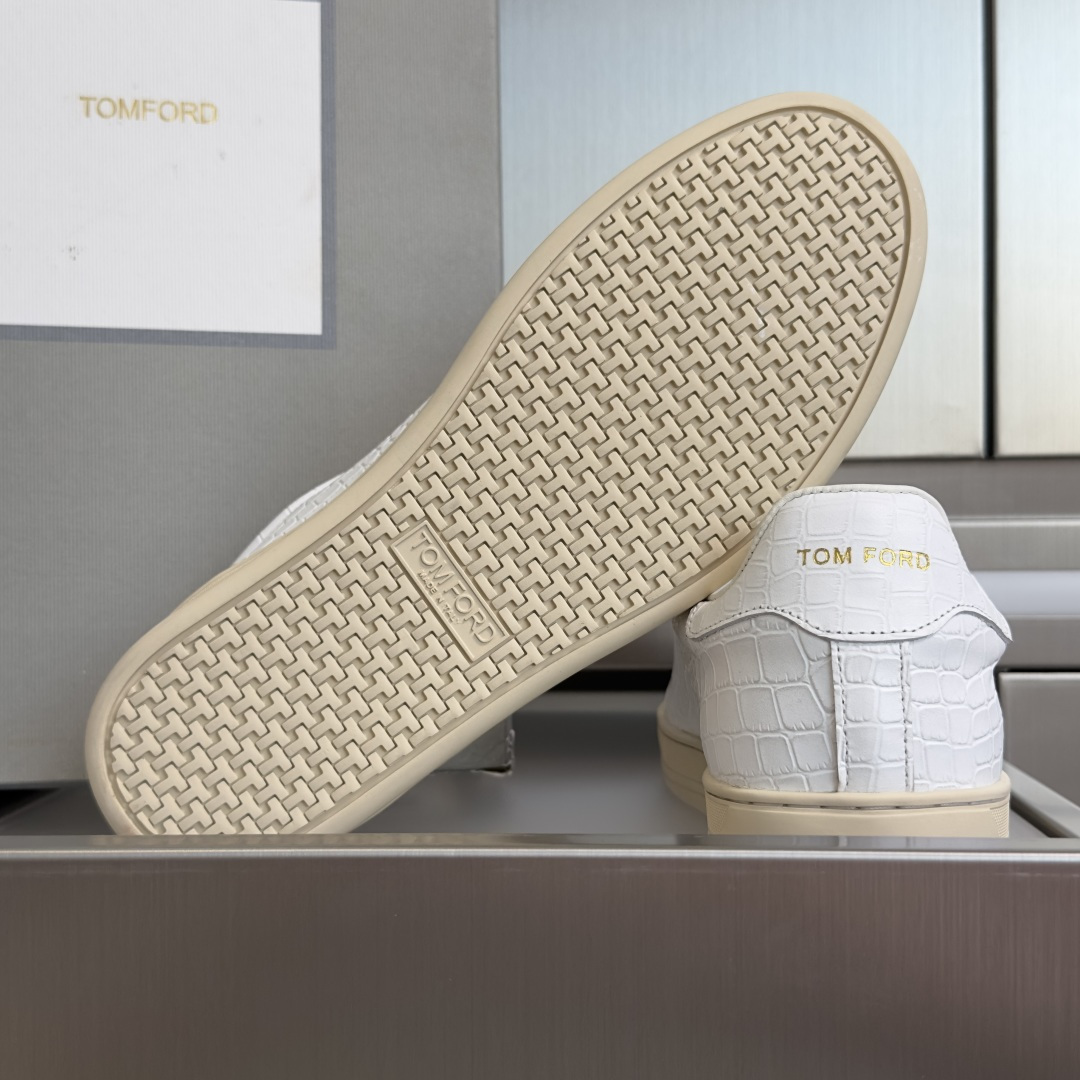 White Textured Low-Top Sneakers