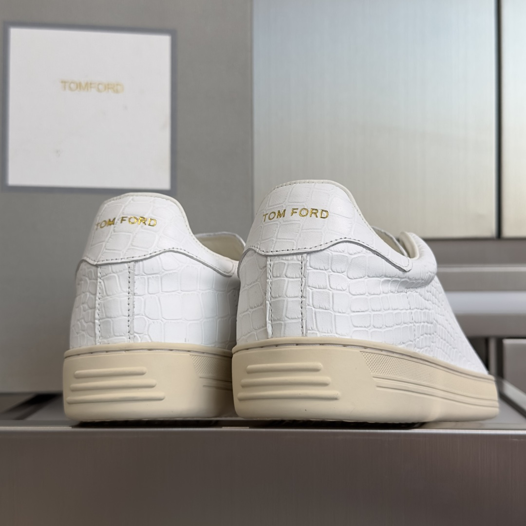 White Textured Low-Top Sneakers