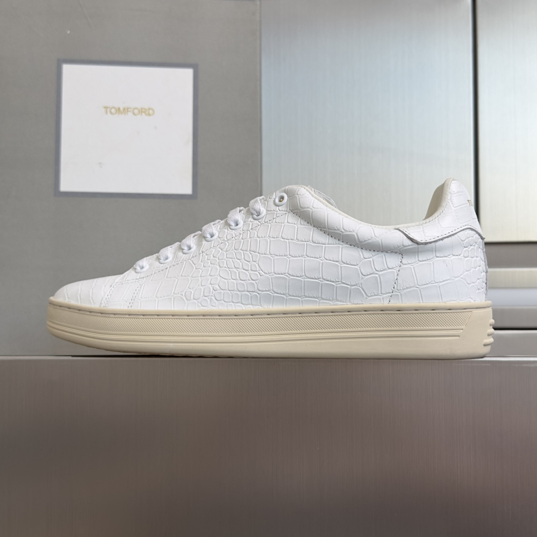 White Textured Low-Top Sneakers