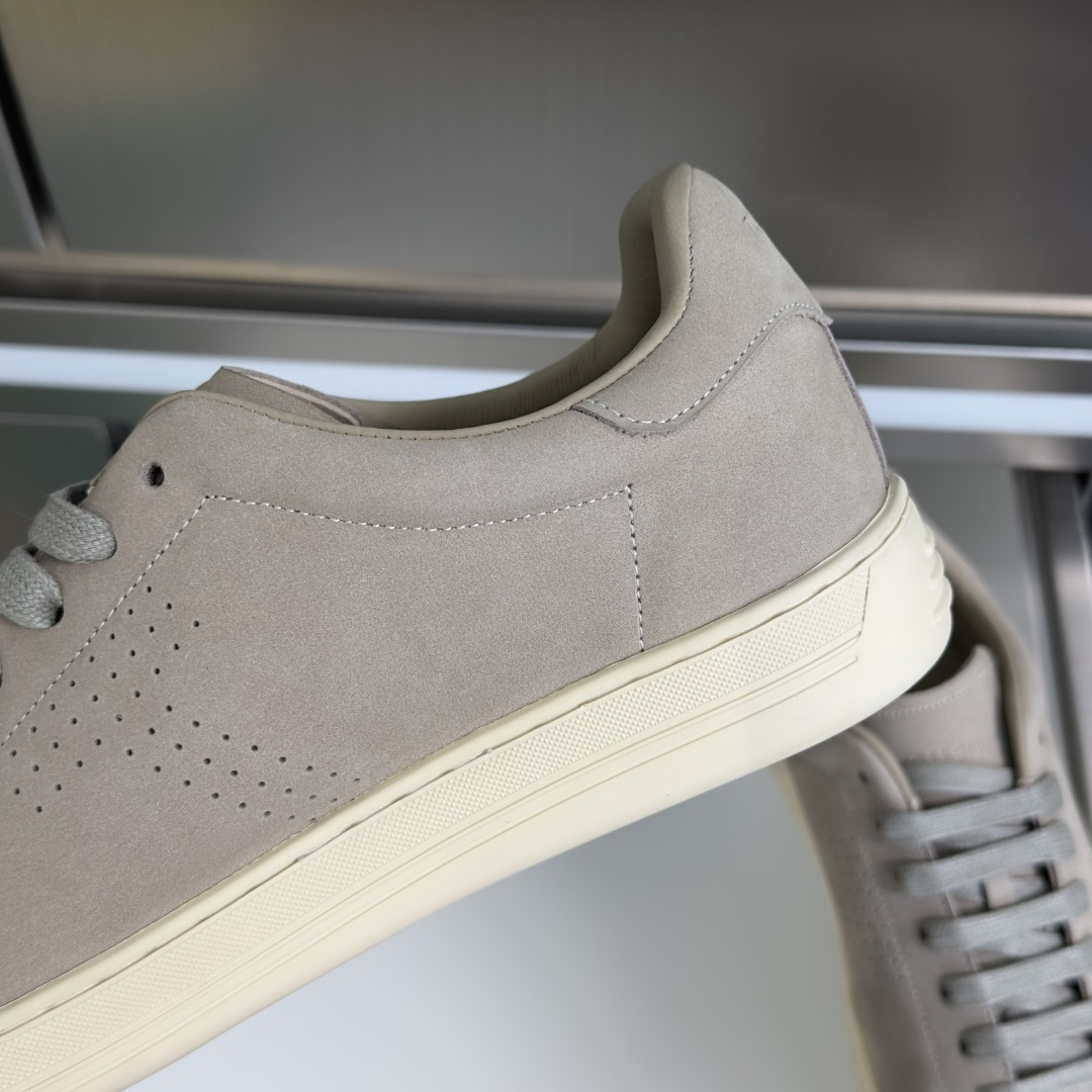 Beige Perforated Low-Top Sneakers