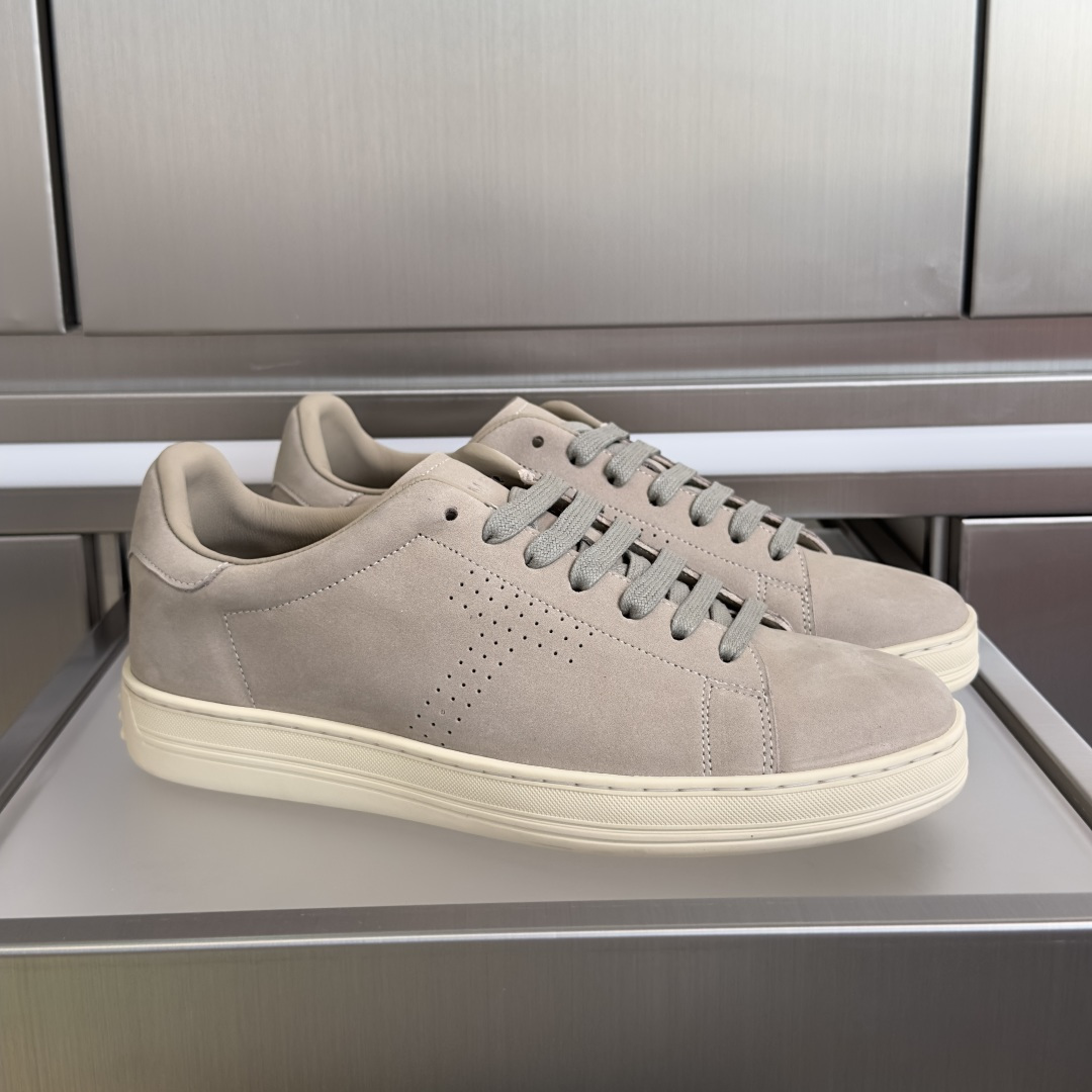 Beige Perforated Low-Top Sneakers