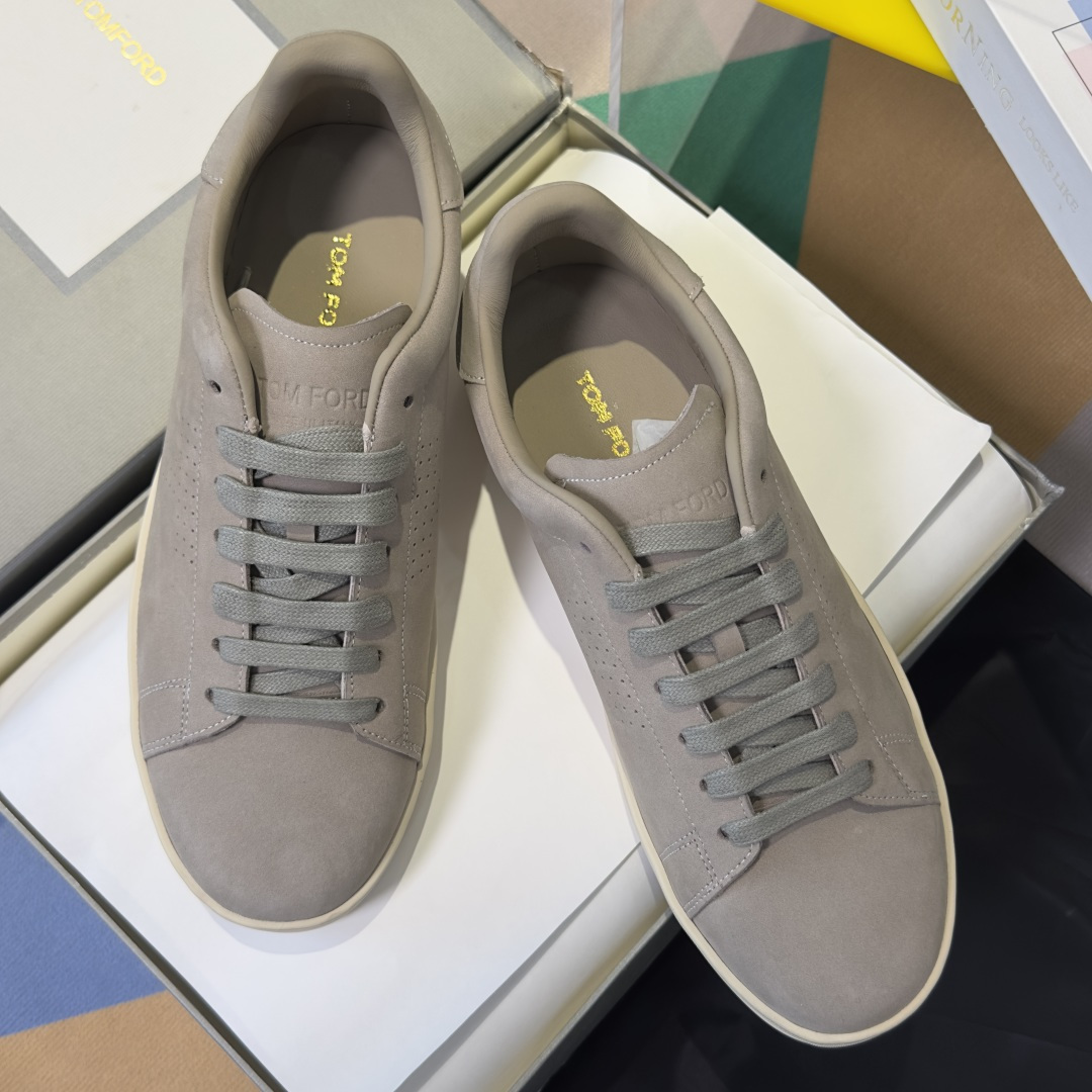 Beige Perforated Low-Top Sneakers