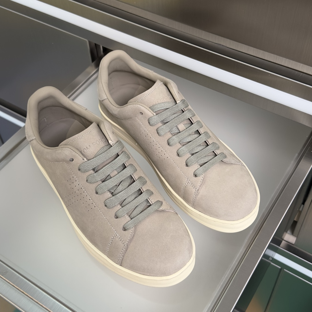 Beige Perforated Low-Top Sneakers