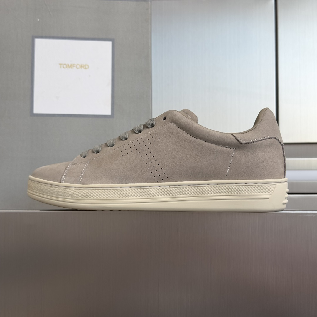 Beige Perforated Low-Top Sneakers
