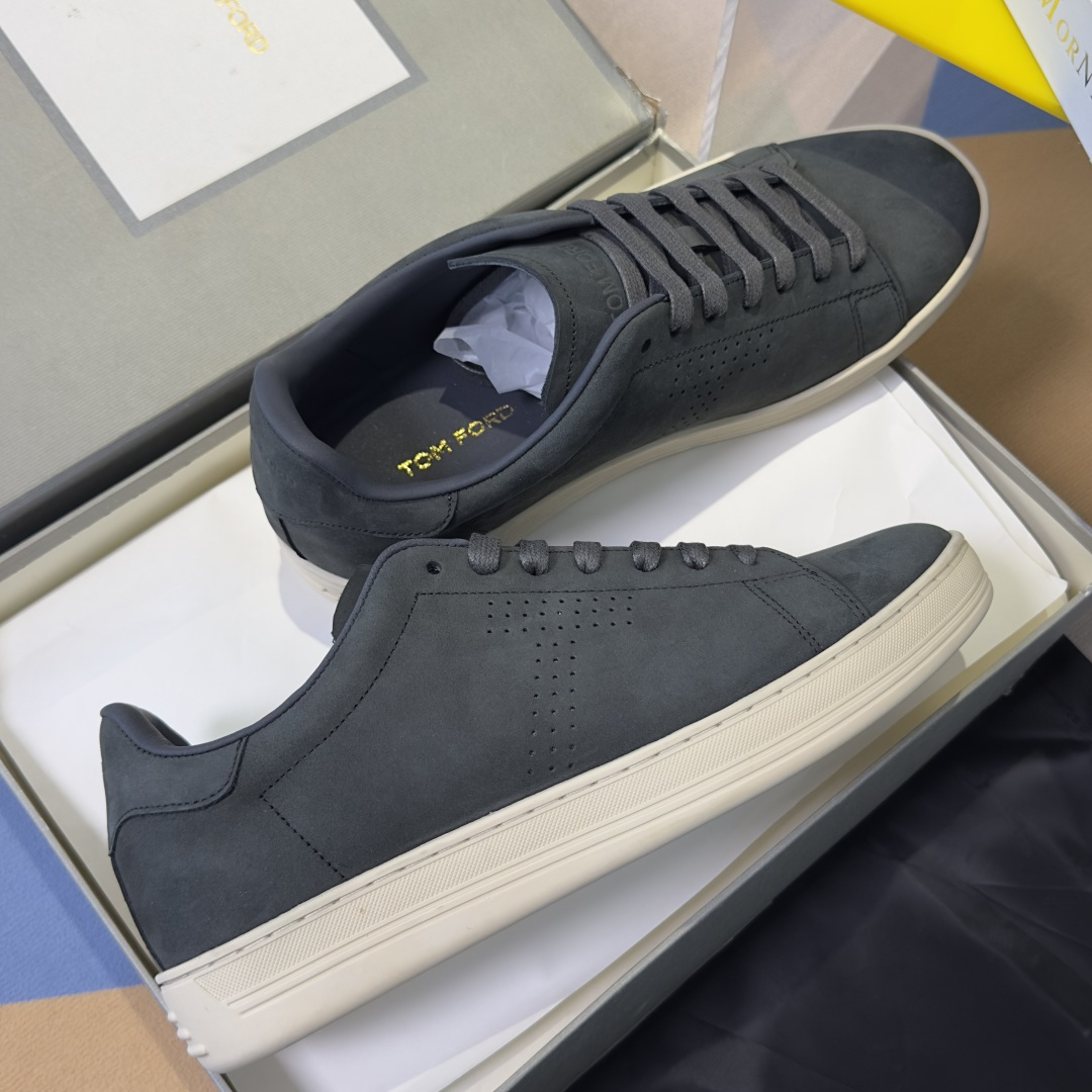 Dark Grey Perforated Low-Top Sneakers