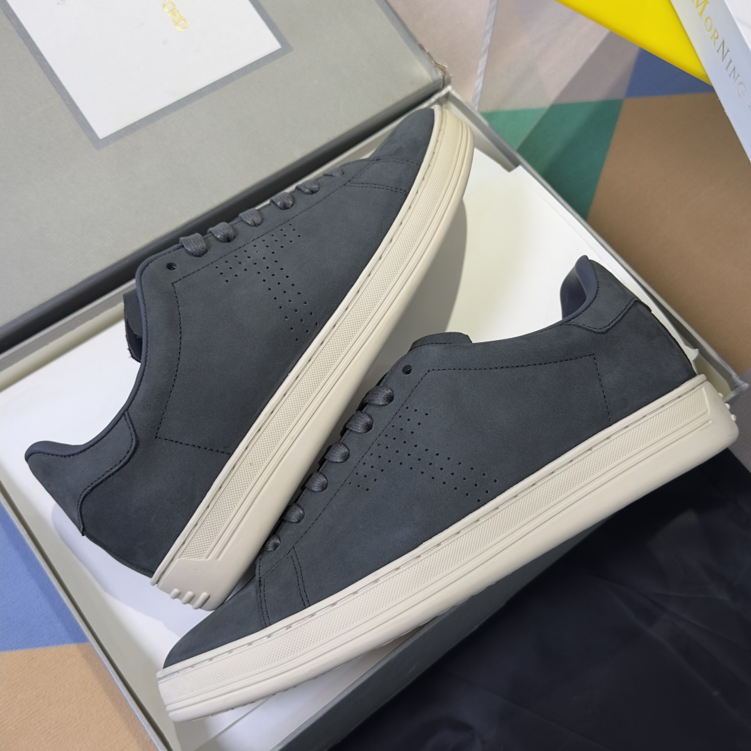 Dark Grey Perforated Low-Top Sneakers