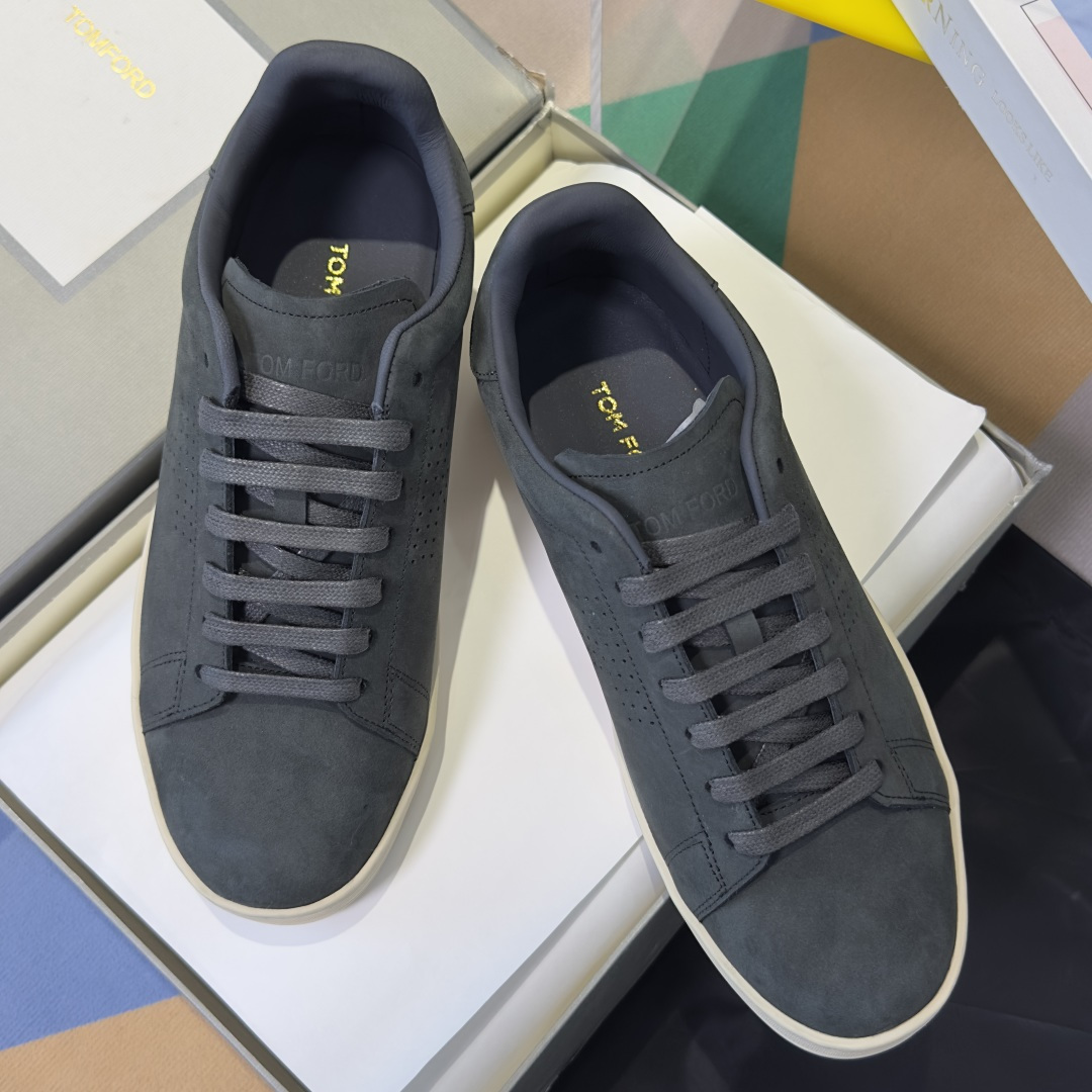 Dark Grey Perforated Low-Top Sneakers