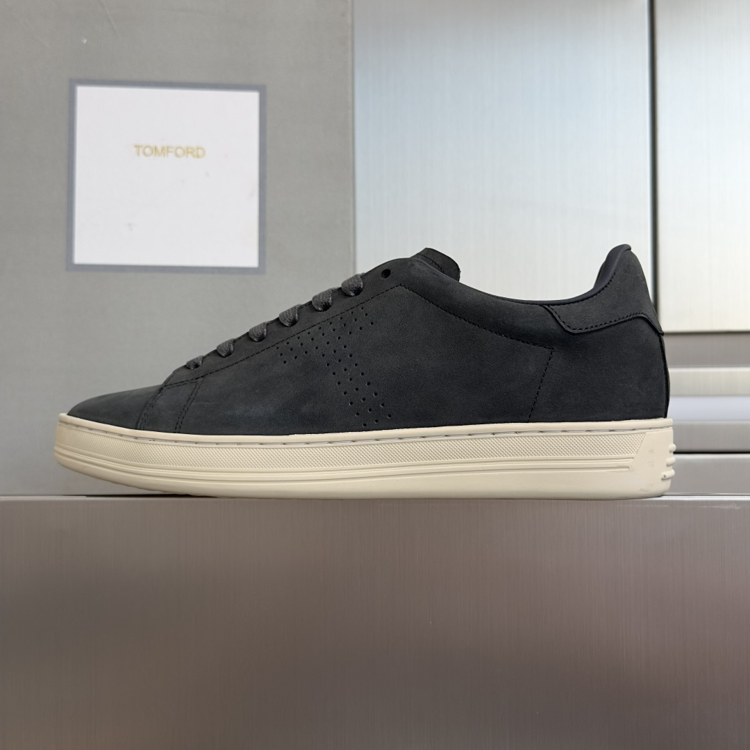 Dark Grey Perforated Low-Top Sneakers