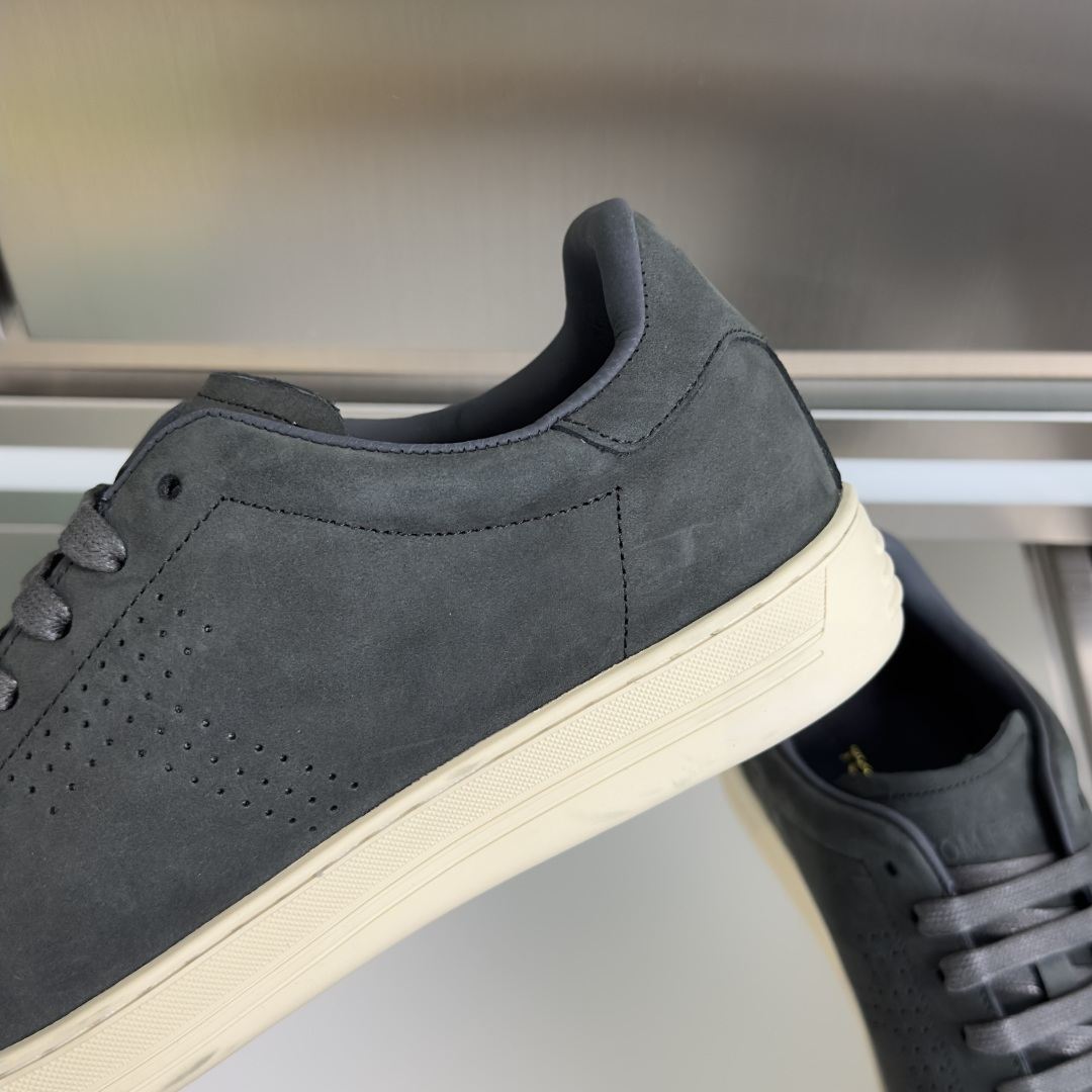Dark Grey Perforated Low-Top Sneakers