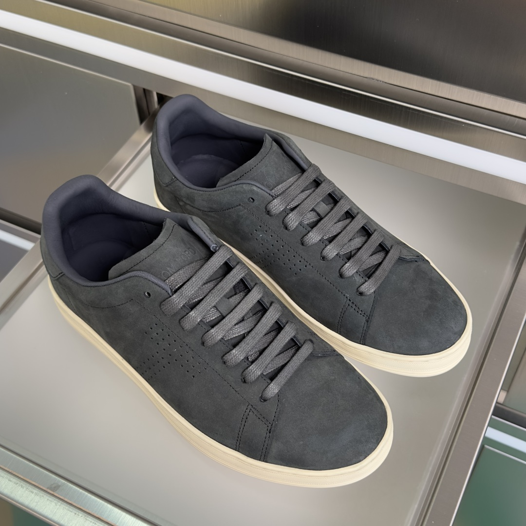 Dark Grey Perforated Low-Top Sneakers