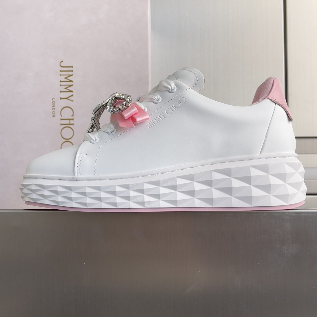 Jimmy Choo Jimmy Choo周仰杰 JC最新联名款Diamond Light Maxi F 系列 水钻 蝴蝶结 厚底 休闲 运动鞋