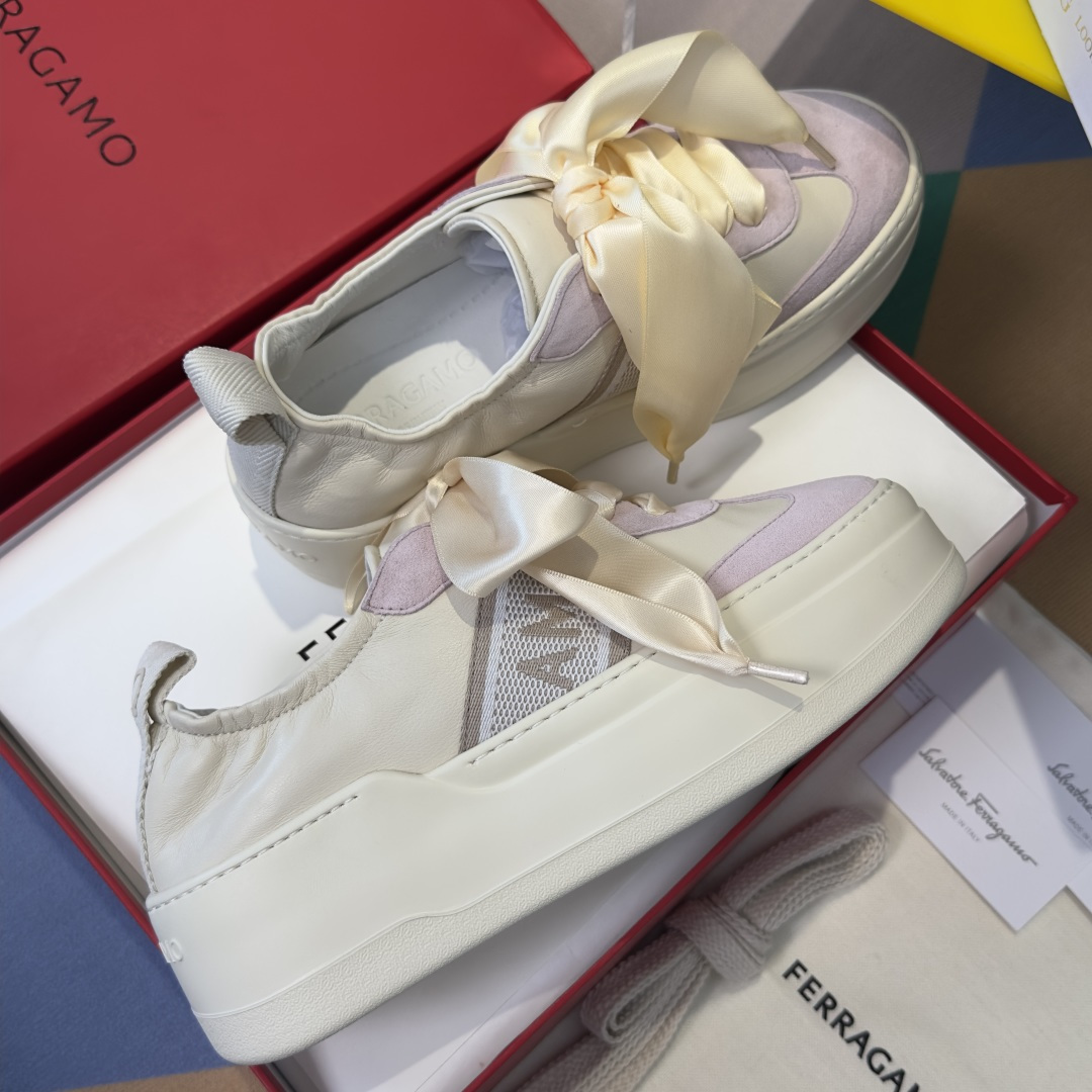 Ferragamo Ferragamo菲拉格慕 最新Vara系列 丝带蝴蝶结 芭蕾舞 厚底 休闲 运动鞋
