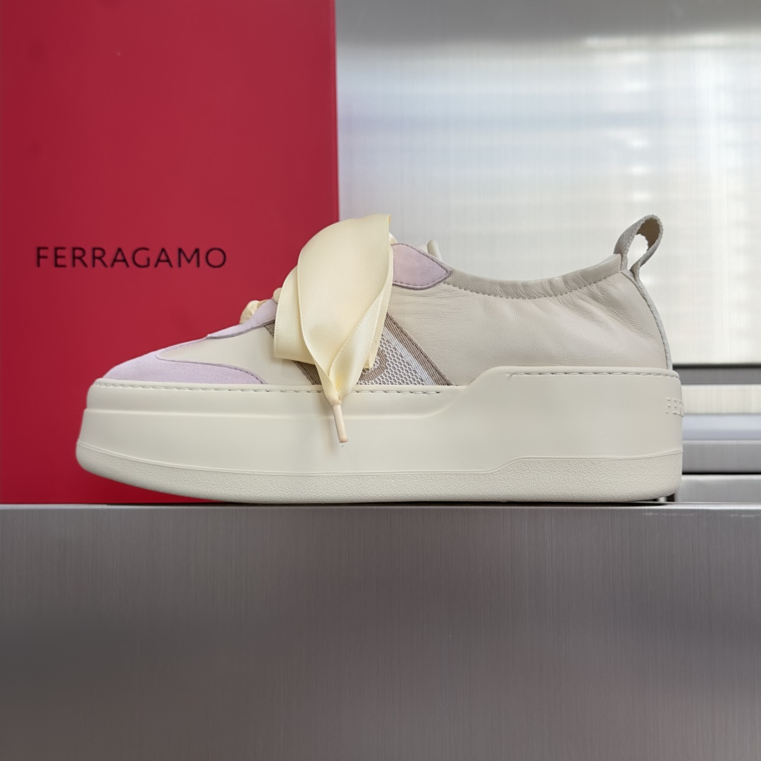 Ferragamo Ferragamo菲拉格慕 最新Vara系列 丝带蝴蝶结 芭蕾舞 厚底 休闲 运动鞋