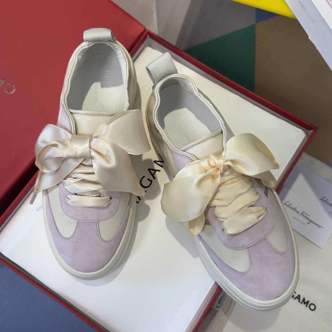 Ferragamo Ferragamo菲拉格慕 最新Vara系列 丝带蝴蝶结 芭蕾舞 厚底 休闲 运动鞋
