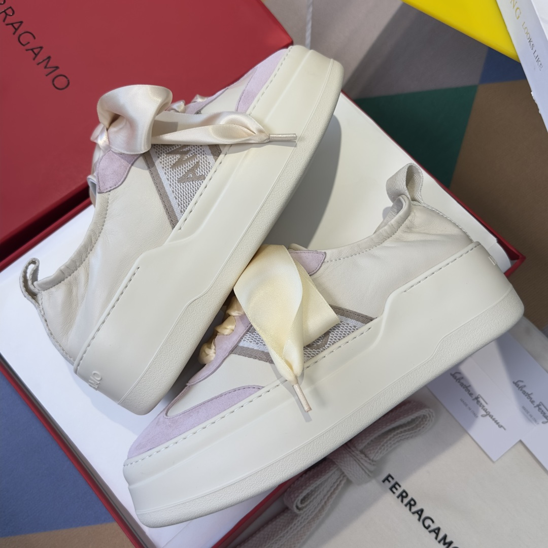 Ferragamo Ferragamo菲拉格慕 最新Vara系列 丝带蝴蝶结 芭蕾舞 厚底 休闲 运动鞋