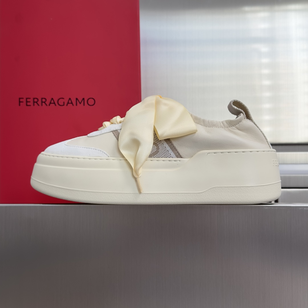 Ferragamo Ferragamo菲拉格慕 最新Vara系列 丝带蝴蝶结 芭蕾舞 厚底 休闲 运动鞋
