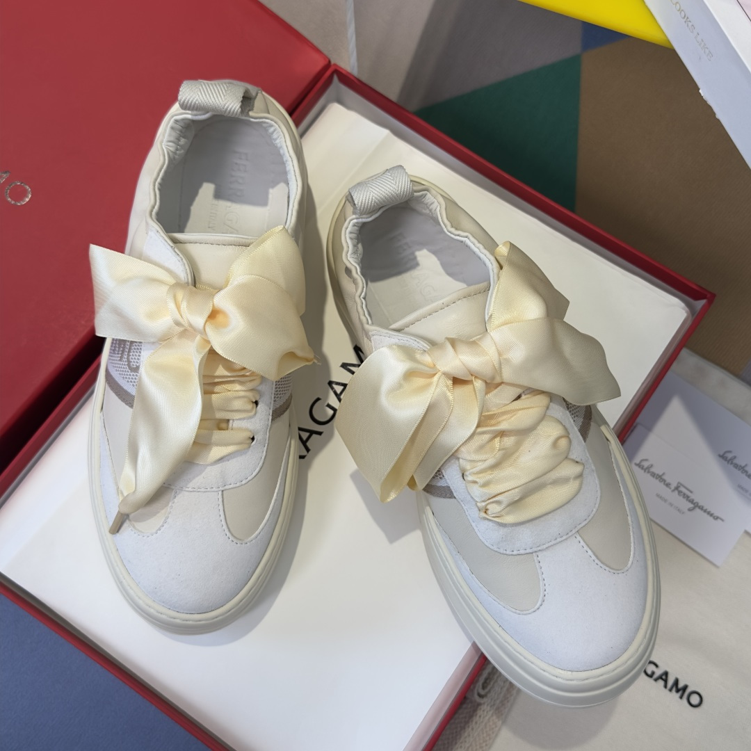 Ferragamo Ferragamo菲拉格慕 最新Vara系列 丝带蝴蝶结 芭蕾舞 厚底 休闲 运动鞋