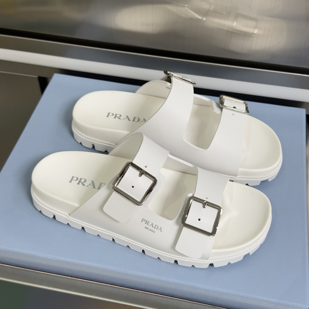 Prada Prada普拉达 P家 珐琅 三角标 厚底 休闲 凉鞋
