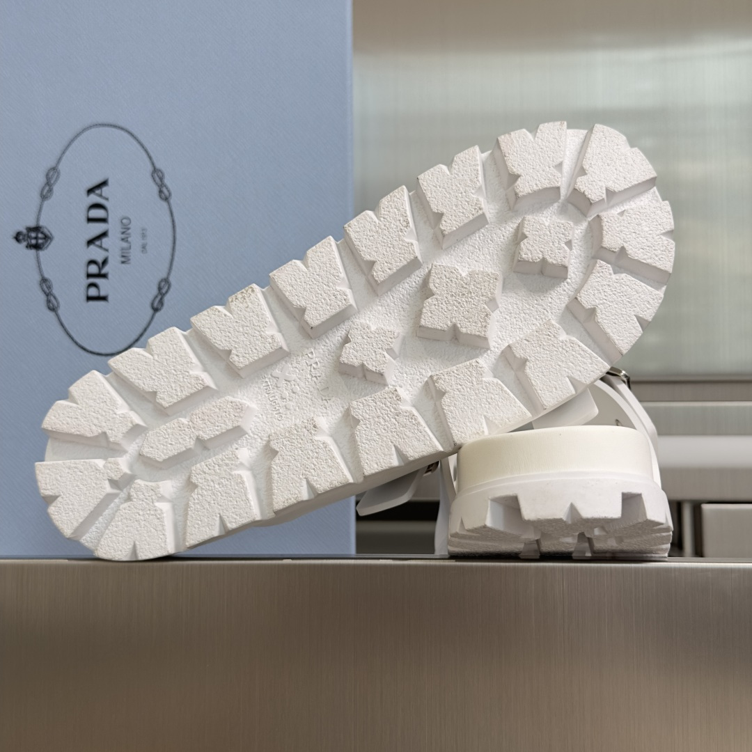 Prada Prada普拉达 P家 珐琅 三角标 厚底 休闲 凉鞋