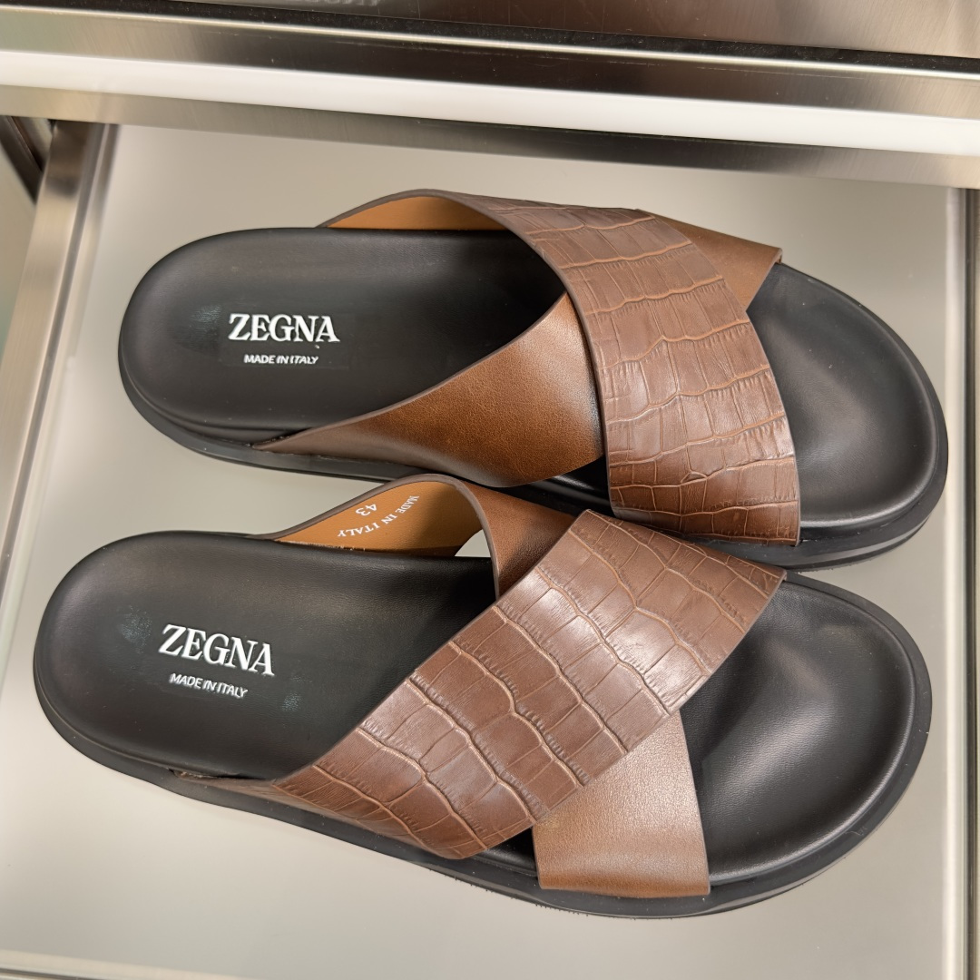 Ermenegildo Zegna ZEGNA杰尼亚 最新 男士休闲 交叉 拖鞋 凉鞋