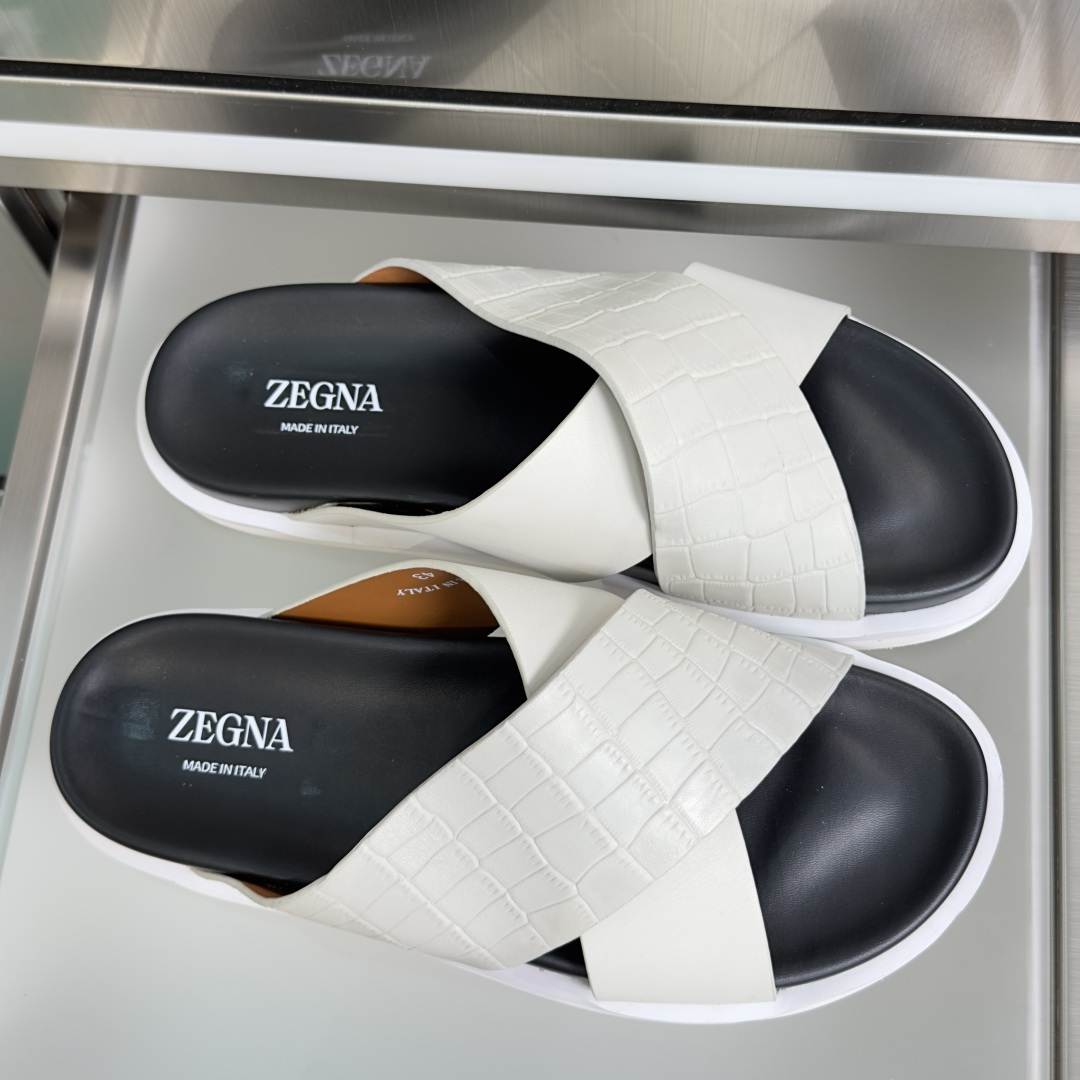 Ermenegildo Zegna ZEGNA杰尼亚 最新 男士休闲 交叉 拖鞋 凉鞋