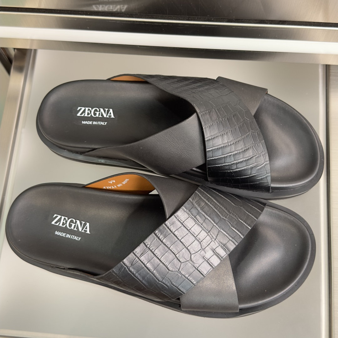 Ermenegildo Zegna ZEGNA杰尼亚 最新 男士休闲 交叉 拖鞋 凉鞋