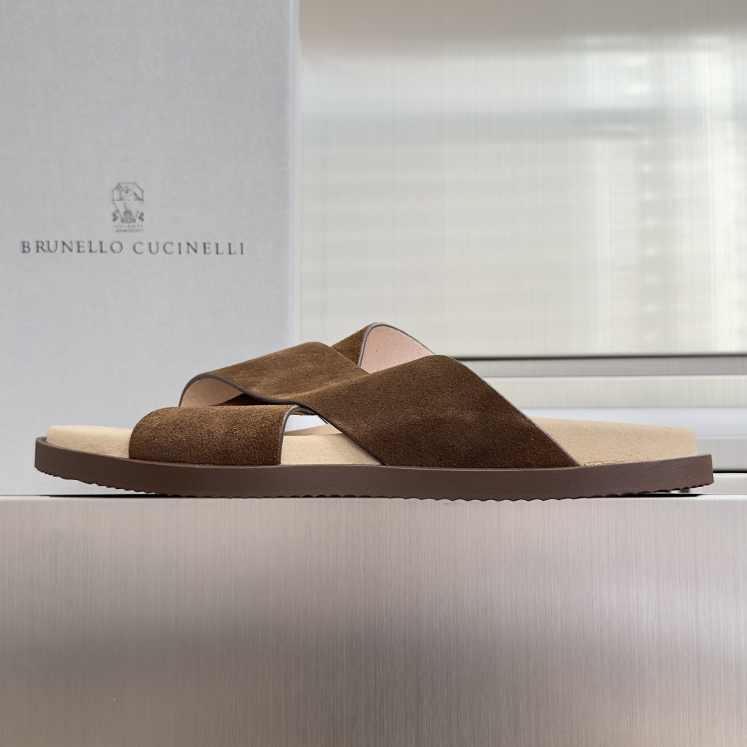 Brunello Cucinelli Brunello Cucinelie 布鲁内诺库奇内利 BC 厚底 休闲 一字拖 交叉 拖鞋 凉鞋