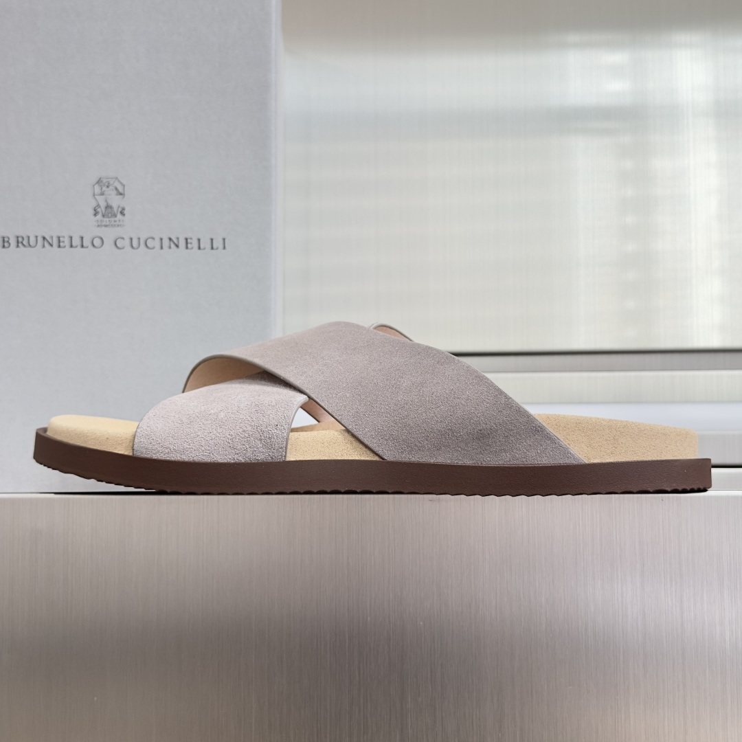 Brunello Cucinelli Brunello Cucinelie 布鲁内诺库奇内利 BC 厚底 休闲 一字拖 交叉 拖鞋 凉鞋