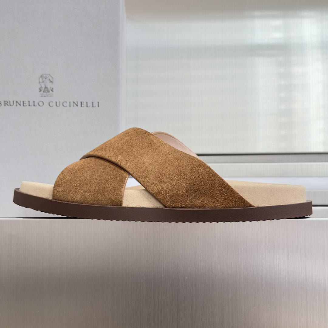 Brunello Cucinelli Brunello Cucinelie 布鲁内诺库奇内利 BC 厚底 休闲 一字拖 交叉 拖鞋 凉鞋
