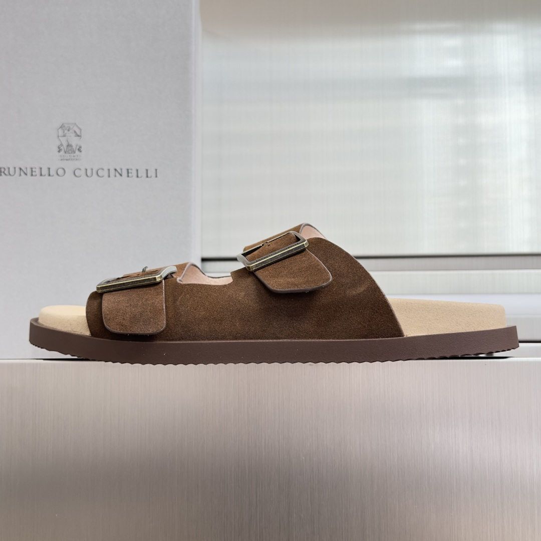 Brunello Cucinelli Brunello Cucinelie 布鲁内诺库奇内利 BC 厚底 休闲 一字拖 交叉 拖鞋 凉鞋