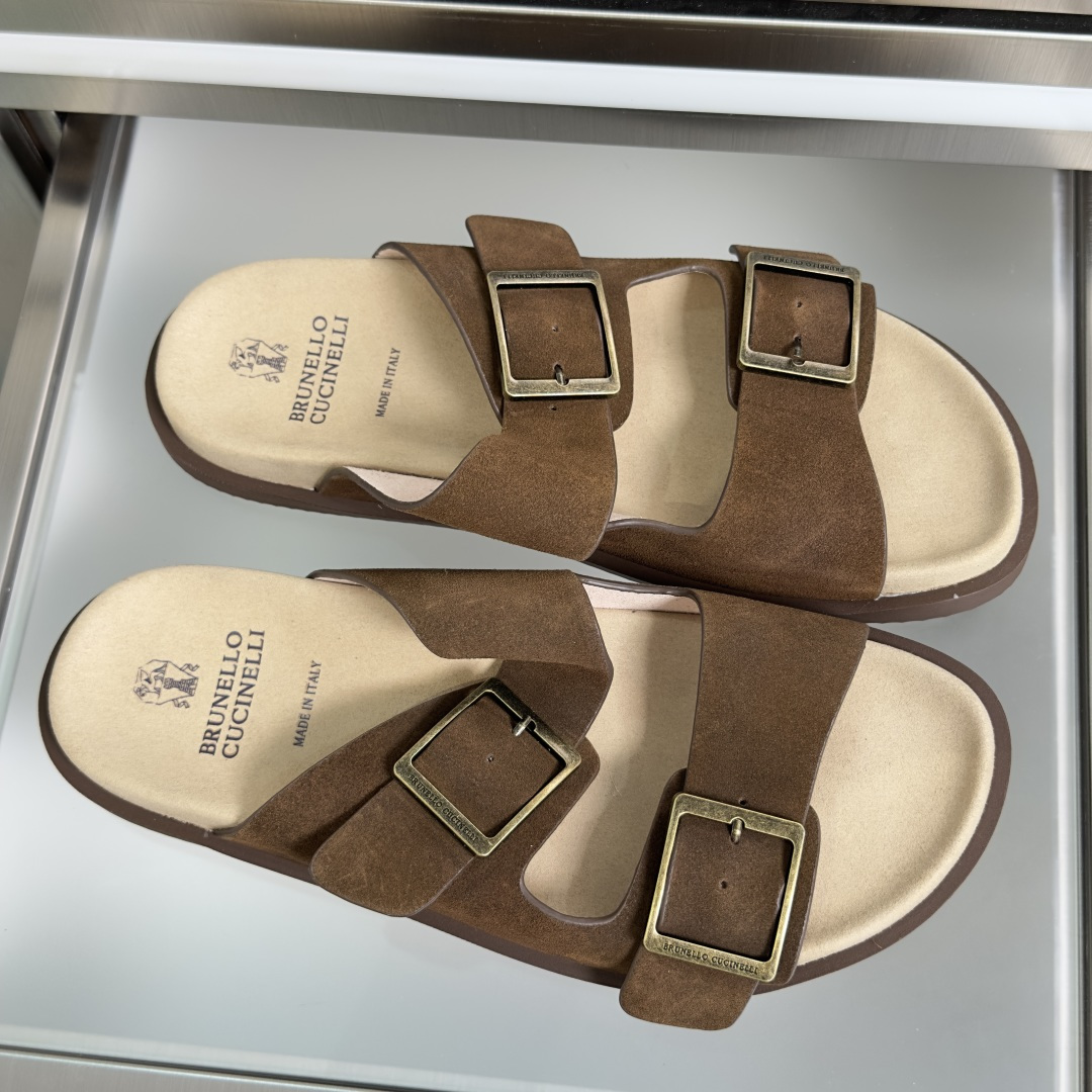 Brunello Cucinelli Brunello Cucinelie 布鲁内诺库奇内利 BC 厚底 休闲 一字拖 交叉 拖鞋 凉鞋