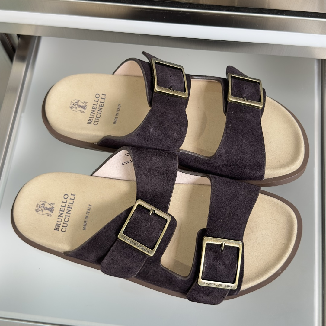 Brunello Cucinelli Brunello Cucinelie 布鲁内诺库奇内利 BC 厚底 休闲 一字拖 交叉 拖鞋 凉鞋