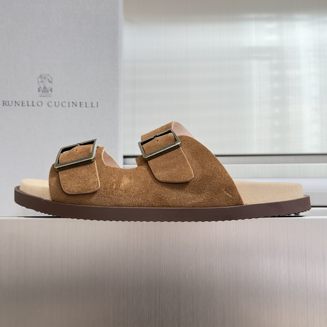Brunello Cucinelli Brunello Cucinelie 布鲁内诺库奇内利 BC 厚底 休闲 一字拖 交叉 拖鞋 凉鞋
