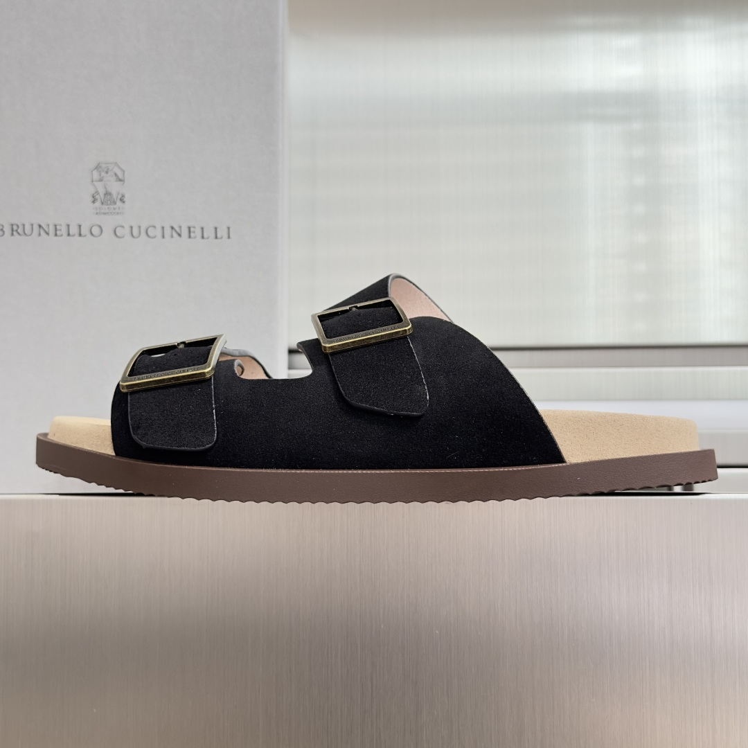 Brunello Cucinelli Brunello Cucinelie 布鲁内诺库奇内利 BC 厚底 休闲 一字拖 交叉 拖鞋 凉鞋