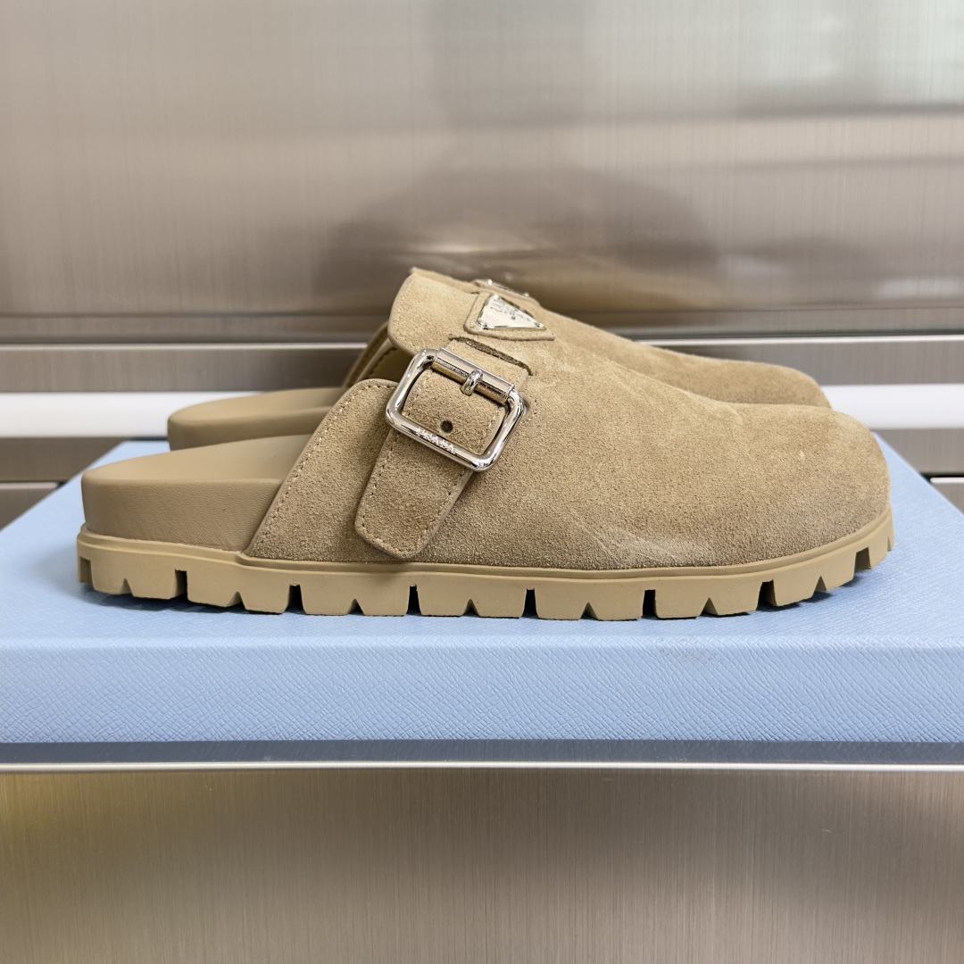 Prada Prada普拉达 P家 珐琅 三角标 厚底 勃肯鞋 穆勒鞋 包头拖鞋