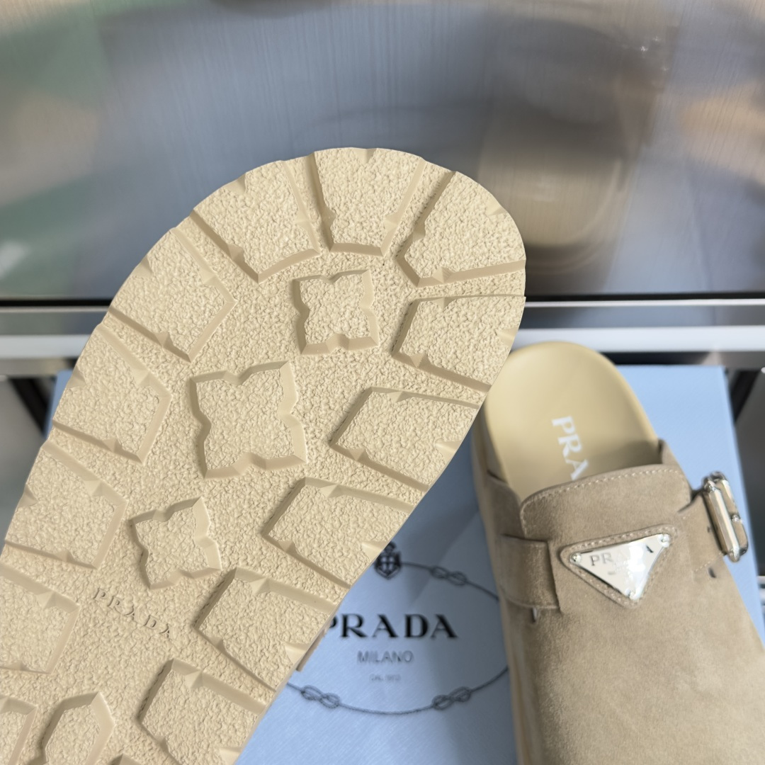 Prada Prada普拉达 P家 珐琅 三角标 厚底 勃肯鞋 穆勒鞋 包头拖鞋